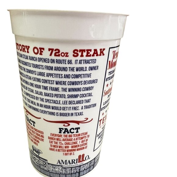 Th Big Texan Steak Ranch Souvenir Plastic 22oz Cup Route 66 Amarillo, Texas USA - Picture 5 of 7